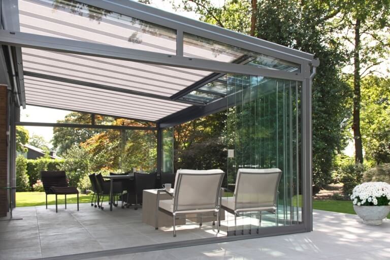 Terrassendach / Terrassenüberdachung Unterbauelemente Alu mit Glas